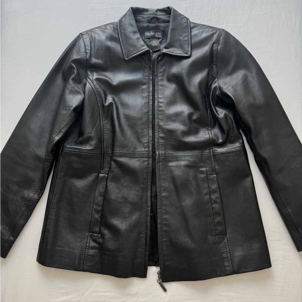 💫Style & Co. PETITE Leather Jacket
